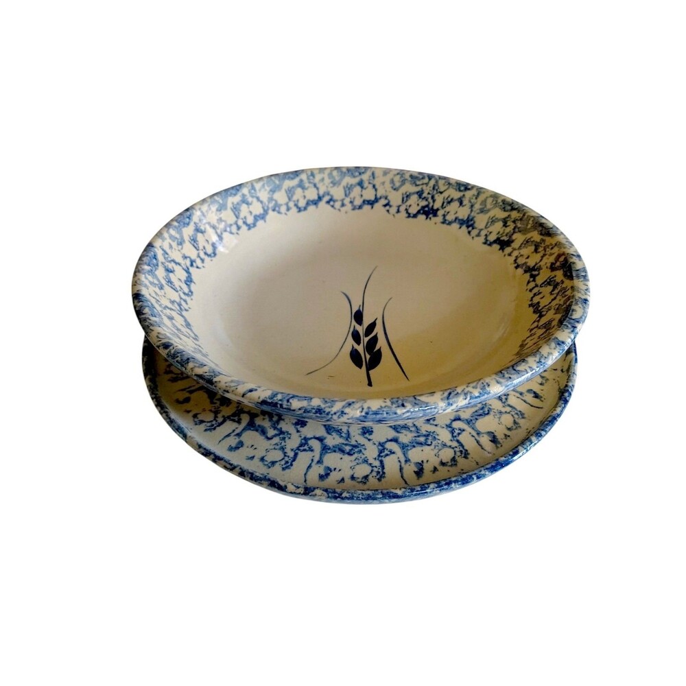 Robinson Ransbottom Pottery Roseville USA 12 Inch Pasta Bowl & Pizza Pan/Lid  55